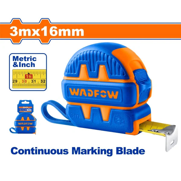 WADFOW 3m x 16mm Steel Measuring Tape Metric & Inch Retractable Meter WMT1210 Wadfow